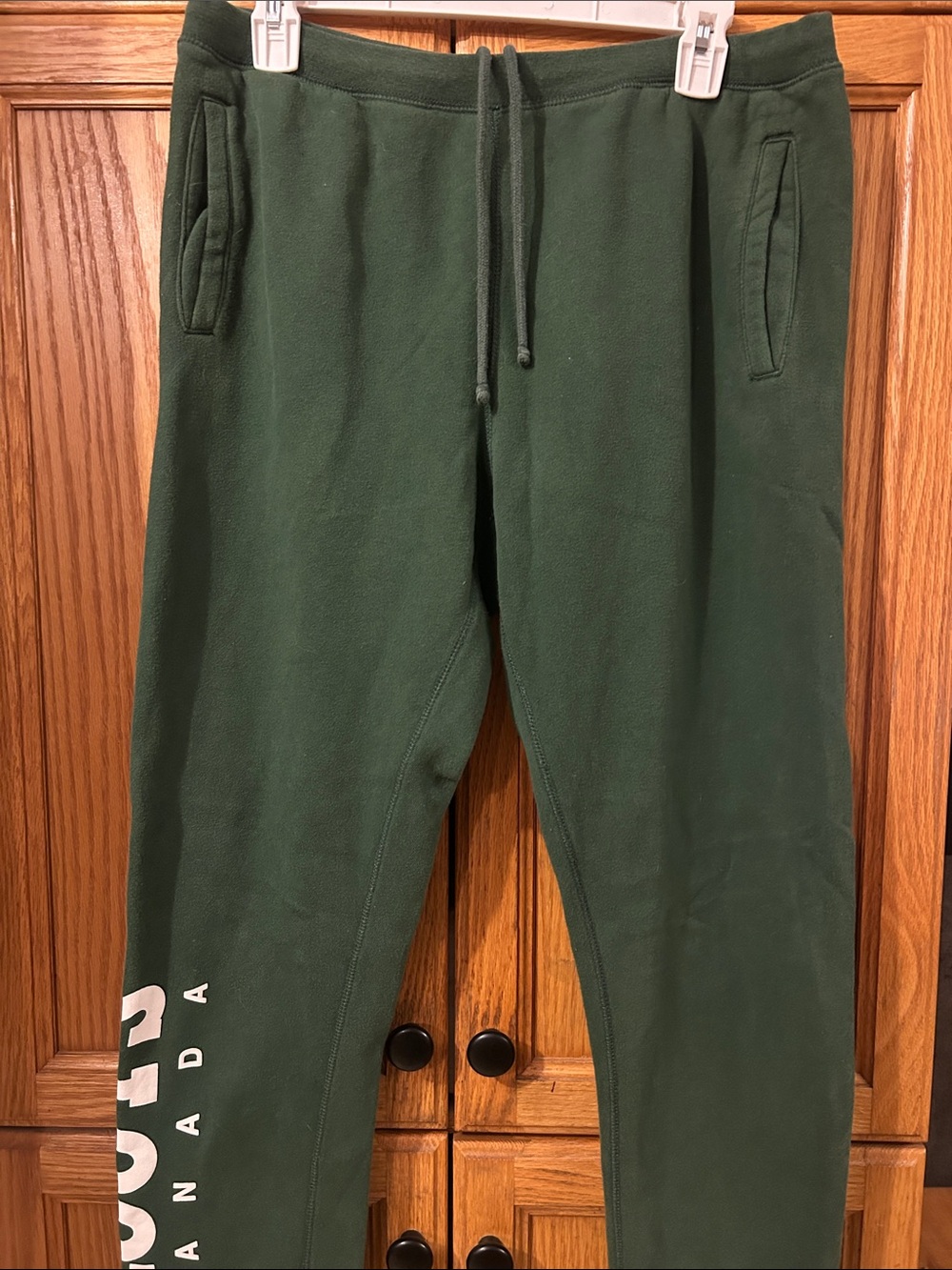 Roots Dark Green Men's Fleece Joggers with Logo